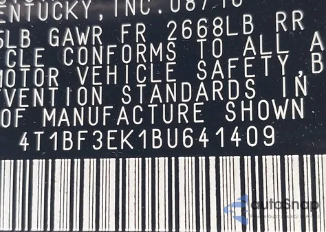 2011 Toyota Camry Le from USA, damaged, VIN 4T1BF3EK1BU641409